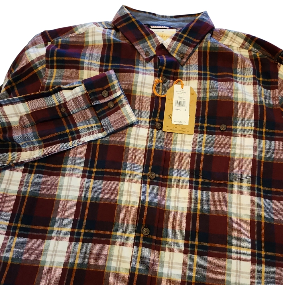 NWT Weatherproof Vintage Men's Long‎ Sleeve Flannel Button-down Size Large